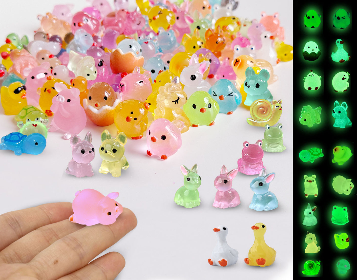 SparkleFab Tiny Resin Animals to Hide 100 Pcs Mini Resin Animals Bulk for Miniature Fairy Garden Accessories Micro Landscape Aquarium Potted Decoration