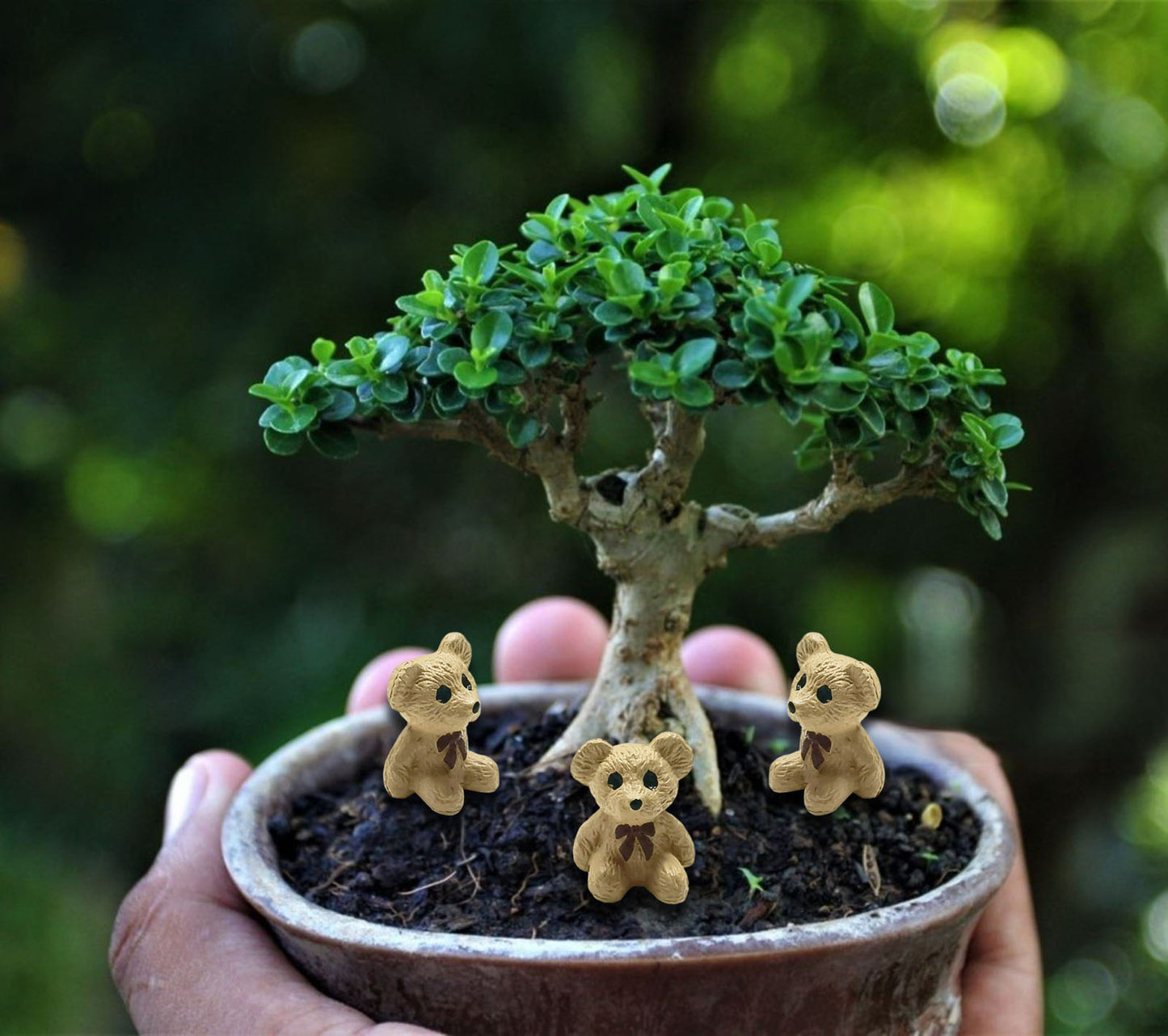 SparkleFab Mini Resin Animal Figurines 25Pcs Tiny Teddy Bears Perfect for Fairy Gardens, Plant Decorations, and Car Accessories