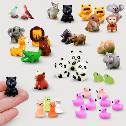 SparkleFab 37Pcs Mini Resin Wild Animal Figurines for DIY Miniature Garden Decor Micro Fairy Garden Landscape Accessories Includes Tiger Elephant Owl Giraffe Panda Flamingo Fox Monkey Hippopotamus