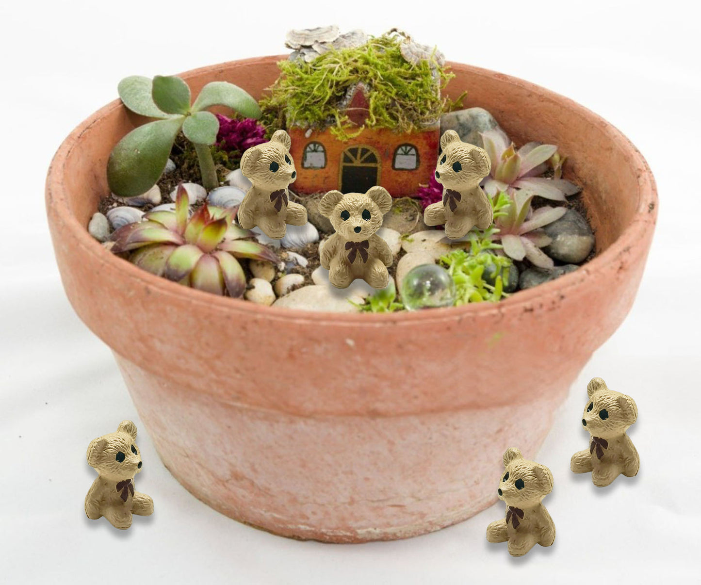 SparkleFab Mini Resin Animal Figurines 25Pcs Tiny Teddy Bears Perfect for Fairy Gardens, Plant Decorations, and Car Accessories