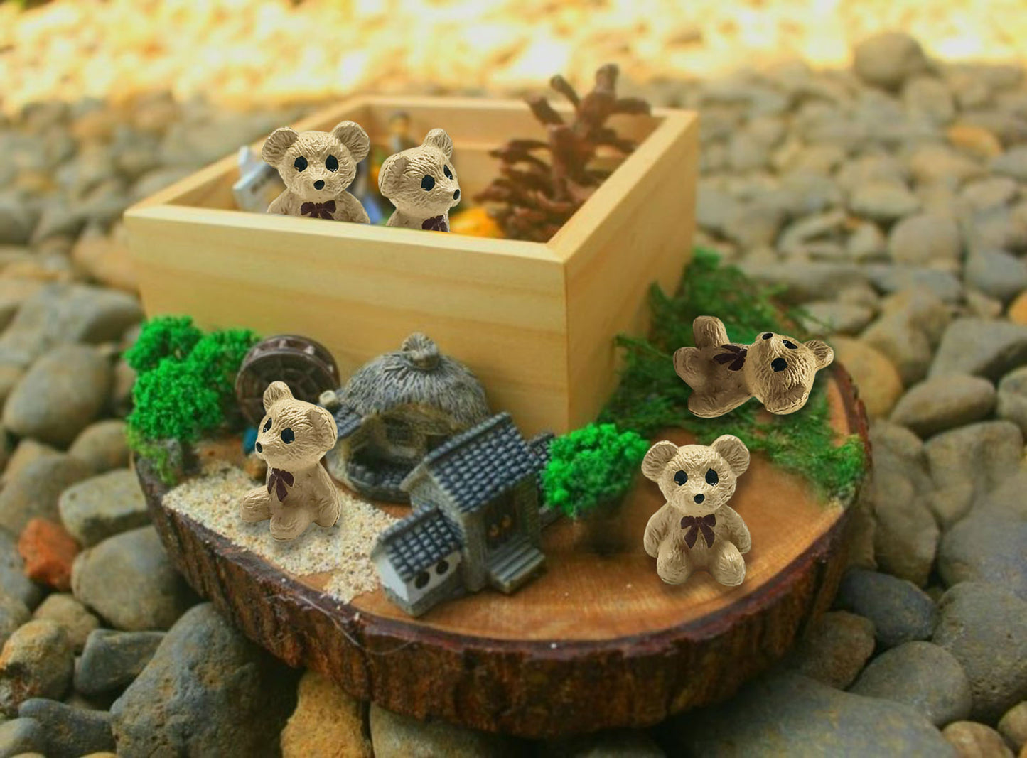 SparkleFab Mini Resin Animal Figurines 25Pcs Tiny Teddy Bears Perfect for Fairy Gardens, Plant Decorations, and Car Accessories