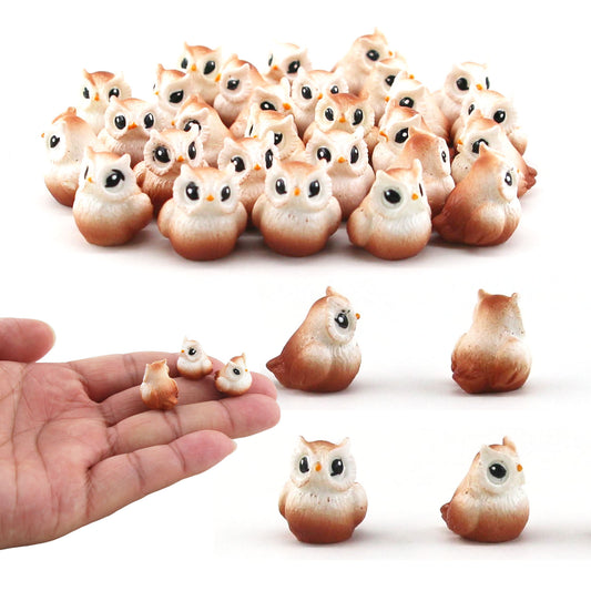 SparkleFab Mini Resin Owl Figurines 30 Pcs Tiny Owls Perfect for Fairy Gardens Plant Decorations and Car Accessories