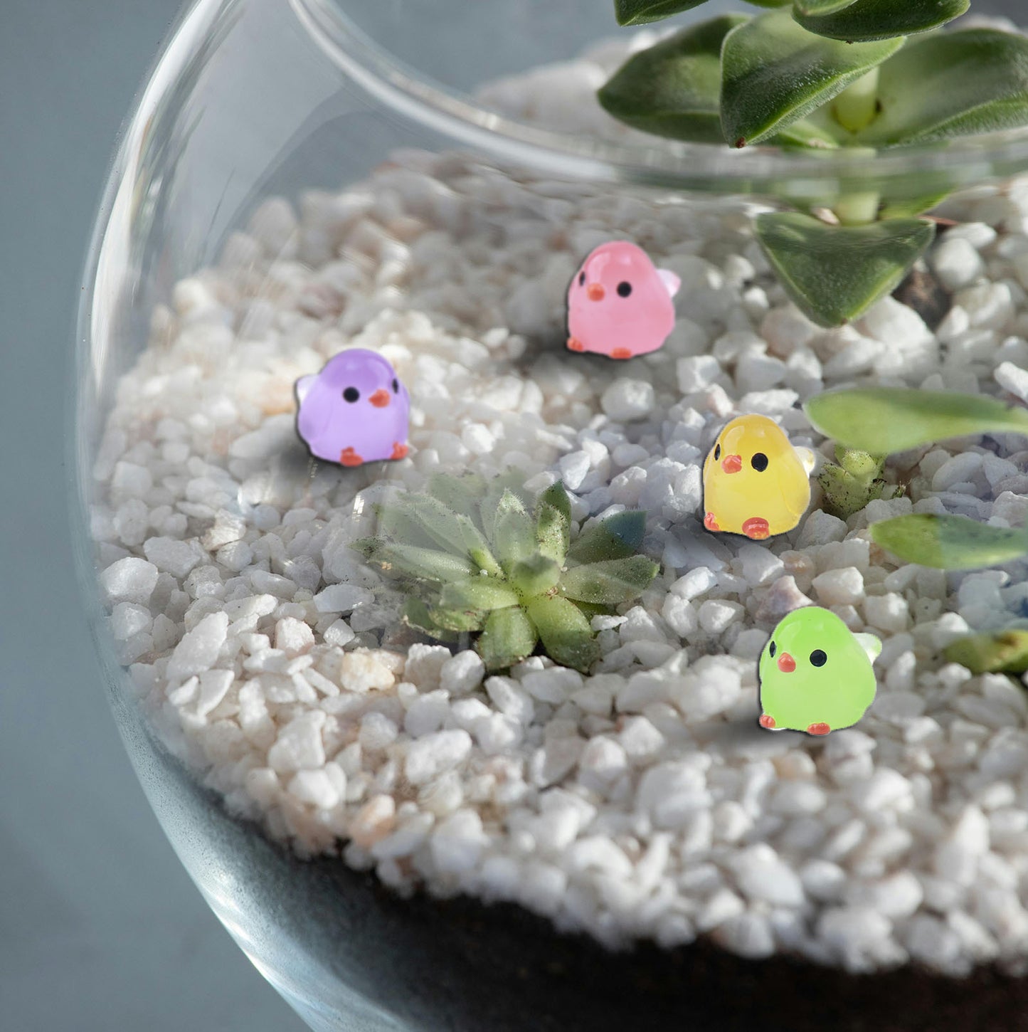 SparkleFab Mini Resin Animals 54 Pcs Tiny Resin Birds to Hide Glow in The Dark for Miniature Fairy Garden Accessories Micro Landscape