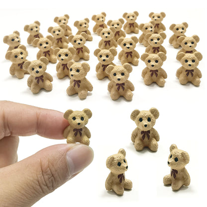 SparkleFab Mini Resin Animal Figurines 25Pcs Tiny Teddy Bears Perfect for Fairy Gardens, Plant Decorations, and Car Accessories