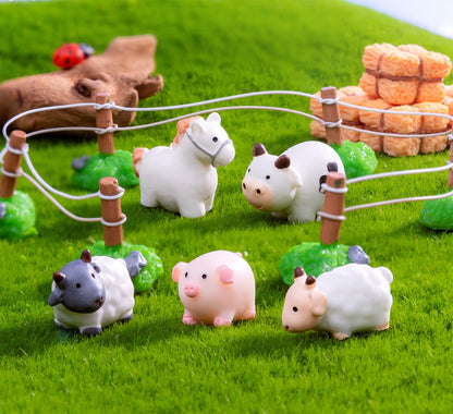 SparkleFab 50Pcs Mini Resin Farm Animal Figurines for DIY Miniature Garden Decor Micro Fairy Garden Landscape Accessories Includes Chicken Duck Cow Sheep Dog Cat Pig Horse