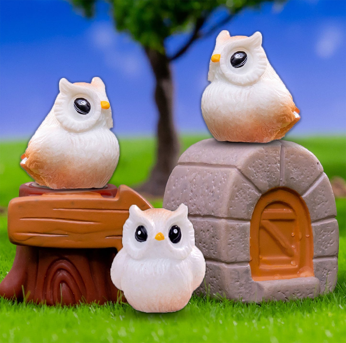 SparkleFab Mini Resin Owl Figurines 30 Pcs Tiny Owls Perfect for Fairy Gardens Plant Decorations and Car Accessories