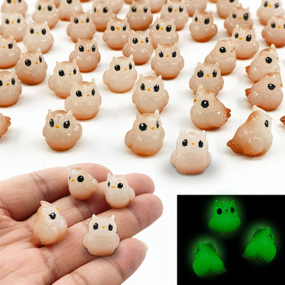 SparkleFab Luminous Mini Resin Animals 30 Pcs Tiny Resin Owls Glow in The Dark Perfect for Garden Miniatures Fairy Garden Accessories