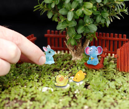 SparkleFab Mini Resin Animals Variety Pack 200 Pcs Luminous Tiny Animals Bulk Glow in The Dark Fairy Garden Miniatures with Tiny Ducks to Hide Around The Home